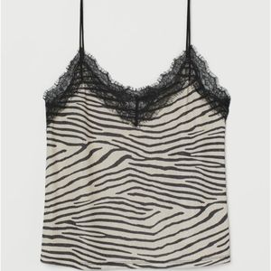 H&M Zebra Printed Lace Cami Top - XL